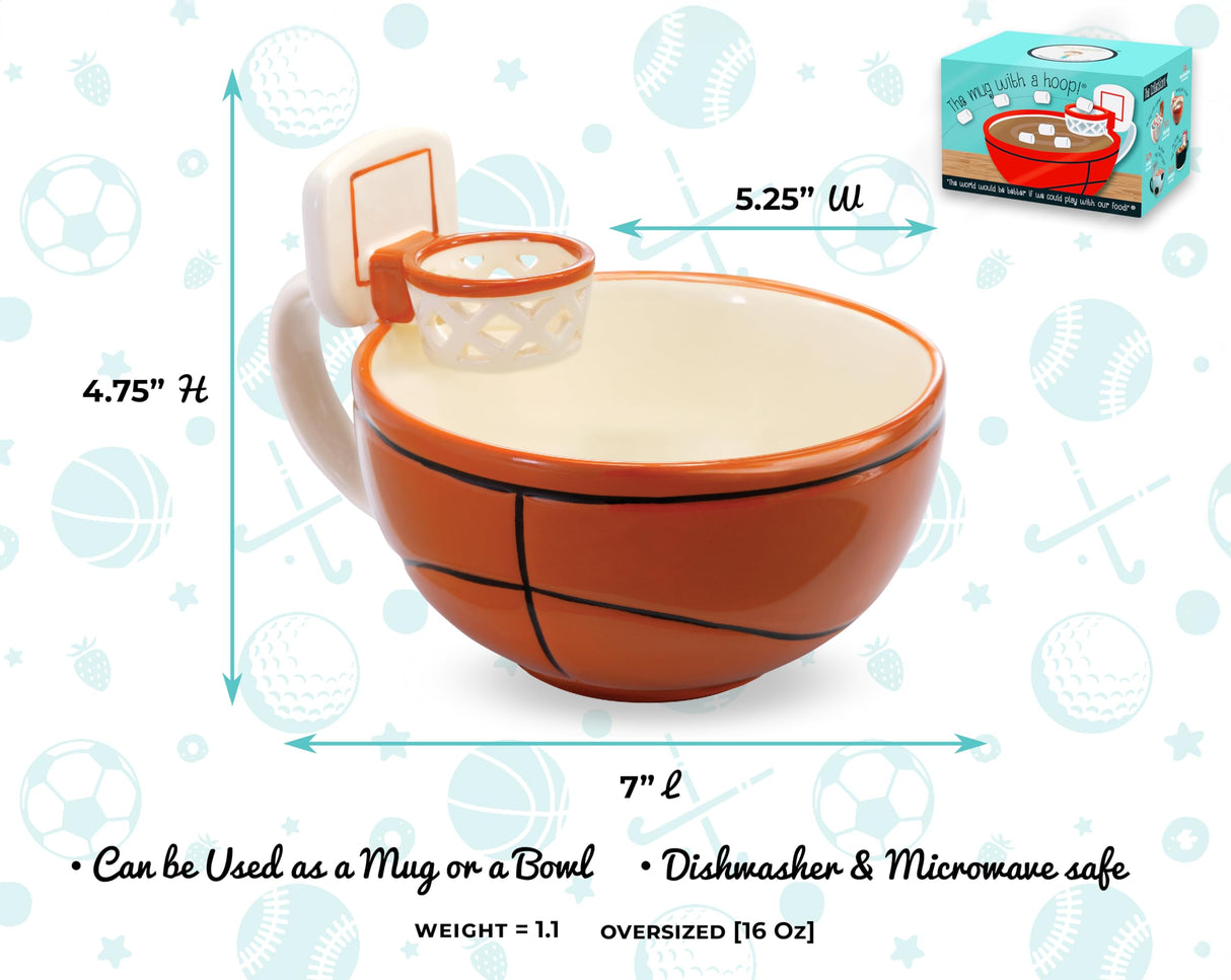 MAX'IS Creations The Mug with a Hoop Basketball Mug Novelty Coffee Mugs Hot Chocolate Mug Coach Sports Basketball Gifts for Boys 8-12 Accessories Stuff, Funny Christmas Gifts for Kids Family, 16oz