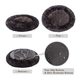 MFOX Calming Dog Bed for Large Dogs - Donut Washable Large Pet Bed, 36 inches Anti-Slip Round Fluffy Plush Faux Fur Dog Bed, Fits up to 75 lbs Pets, Black