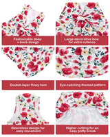 CuteBone UPF50+ Dog Dresses for Small Dogs, Summer Sleeveless Deep V-Back Pet Dress with Big Bow, Breathable Swimwear Fabric, Cooling Stretchy Puppy Clothes for Outdoor Wedding Party Beach DV02L