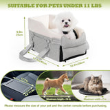 AtawLege Center Console Dog Car Seat, Detachable Washable Dog Booster Seat, Adjustable Safety Belts and Built-in Leash Pet Carseat, Portable Puppy Travel Carrier with Cushion for Small Dogs Cats(Gray)