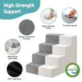 COZY KISS Dog Stairs for Small Dogs, 4 Tier Removable Pet Stairs for Couch and Bed, 17.7" H Dog Steps for Old Cats, Puppy, Small Dogs, 15.7x23.6x17.7 inch, Gray