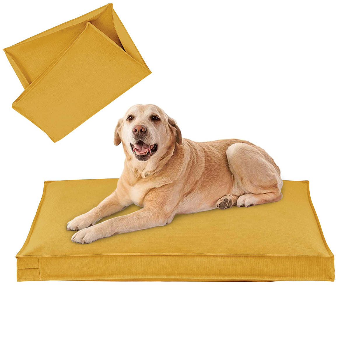 VENESSCO Dog Bed Covers Replacement Washable, Waterproof Dog Bed Cover with Zipper, 44Lx32Wx3H inch Durable Oxford Pet Bed Cover for Outdoor/Indoor Use, Cover Only, Yellow