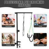 Dog Grooming Table Arm with Metal Clamp,35" Adjustable Portable Arm for Table with 1 Loop Noose & Two No Sit Haunch Holder,Grooming Restraint for Small Medium Pets