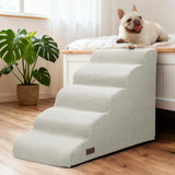 Aodisman Dog Stairs for Bed 22.4”H,5-Step Dog Ramp for Small Dogs & Cats,Pet Steps for Dogs to get on High Bed, Indoor Anti-Slip Pet Stairs for Old Cats and Puppy,Light Grey