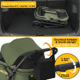 PAWZIDEA Large Dog Stroller up to 80 lbs, No-Zip 180° Reversible Canopy Lockable, Heavy Duty Pet Stroller for 2 Medium Dogs One-Hand Foldable, Low-Entry, All-Terrain Jogger Wheels, Storage Organizer