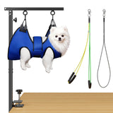 Foldable Dog Grooming Table Arm – Adjustable 28"-41" Clamp Arm with Hammock, No-Sit Holder for Small Dogs – Grooming Table for Dogs at Home or Salon