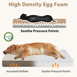 JOEJOY Orthopedic Dog Bed for Large Dogs, Washable Dog Crate Bed Large Sized with Removable Cover, Egg Memory Foam Big Pet Beds, Beige, 35"x22"