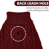 PUPTECK Dog Sweater, Turtleneck Warm Knitted Pullover Coat, Thick Cable Knitwear Clothes in Winter, Pet Apparel Outfits for Large Dogs, for Cold Weather Indoor & Outdoor, Deep Red L