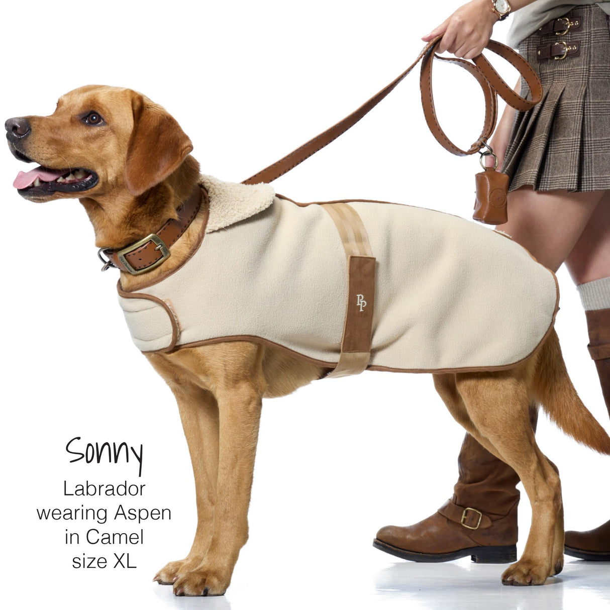 Pet Passion Aspen - The Cozy Sherpa Vegan Shearling Pet Jacket Sweater for Small, Medium and Large Dogs, Camel, X-Large (55-80 lbs)