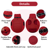 DENTRUN Dog Coat with Collar Built in - Fleece-Lined Windproof Dog Jacket, Adjustable Belly Straps & Reflective Strips, No-Sleeve Design for Beagle, Dachshund, Daily Walks, Red, M