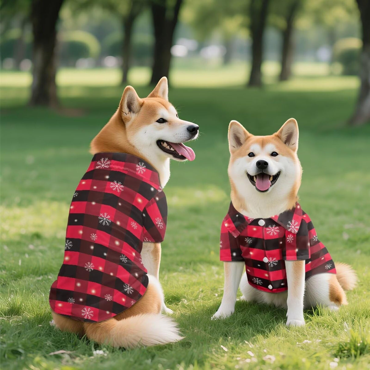 Wiryuouvt Snowflake Plaid Dog Christmas Outfit Dog Shirts Collared Polo T-Shirts for Small Medium Dogs Cats Boy Girl Cozy Lightweight Puppy Clothes for Small Dogs Boy Girl Christmas Party Photo Event