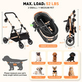 PAWLET Pet Stroller,Dog Stroller for Medium Dogs Up to 52 Lbs,Cat Strollers for 2 Cats with Waterproof Oxford Fiber Detachable Carrier,Poop Bag Dispenser,Adjustable Handle&Canopy,for Senior Dogs&Cats