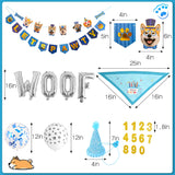 Zaabaazina Dog Party Supplies - Blue Dog Bandana, Birthday Hat, Banner, Balloons for PAWTY & WOOF Decorations