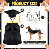 Huhumy 3 Pcs Dog Graduation Costume Set Include Pet Graduation Gown Adjustable Puppy Grad Cap with Gold Tassel Lensless Glasses for Dogs Cats Holiday Costume Accessory(Black,XL)