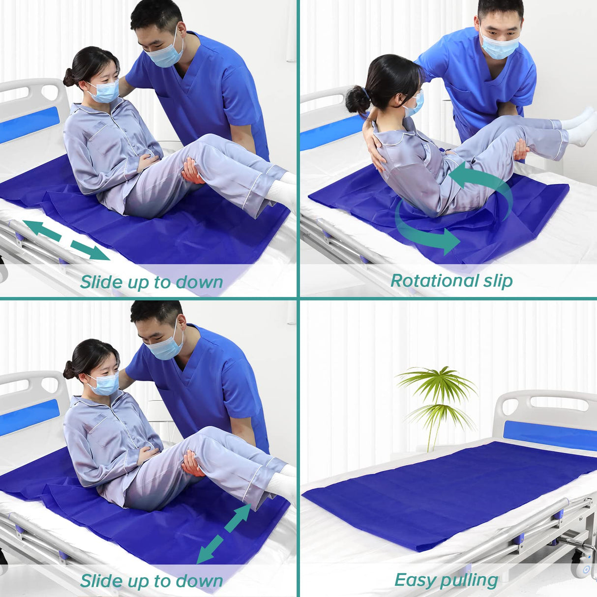 YHK Tubular Slide Sheet Transfer, Car Transfer Aid Easy Slide Sheet Positioning for Automotive Bed Flip Repositioning Home Care Assisted Mobility for Elderly Device (Blue, 28"x47")