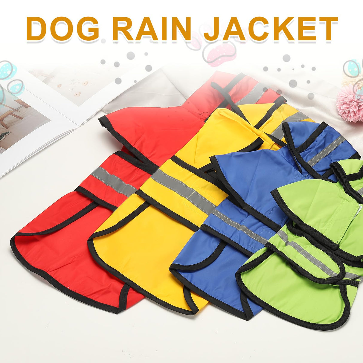 PETAXCELL Dog Raincoat, Dog Rain Jacket Waterproof Jacket Reflective Adjustable Hooded Pet Rain Coat with Leash Hole, (Red, 3XL), Intended for Large Medium Small Puppies
