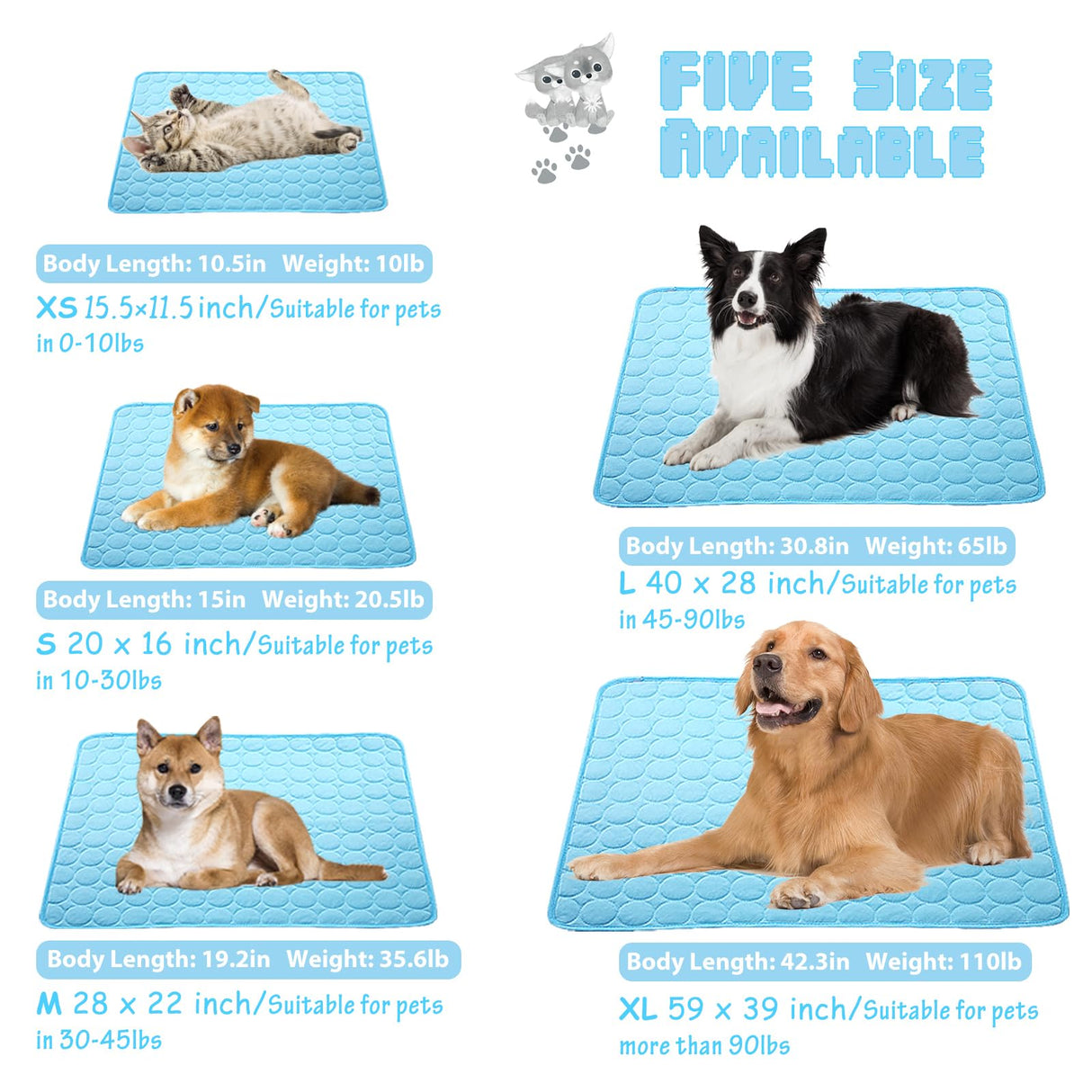 MeiLiMiYu Washable Dog Ice Silk Self Cooling Mat for Indoor & Outdoor Dog Mat with Cooling Pad & Blanket