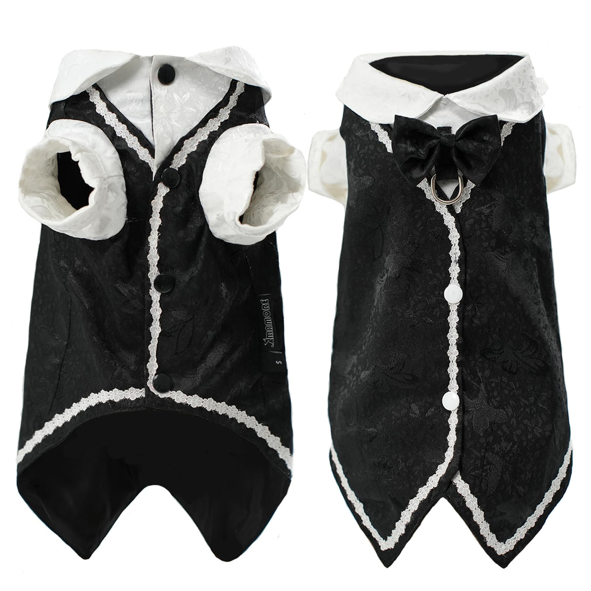 Dog Tuxedo Tailcoat Suit Shirt with Bow Tie, Formal Outfit Tux Attire for Puppy Small Medium Dogs Cats Costume (Tailcoat, Large)