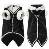 Dog Tuxedo Tailcoat Suit Shirt with Bow Tie, Formal Outfit Tux Attire for Puppy Small Medium Dogs Cats Costume (Tailcoat, Large)