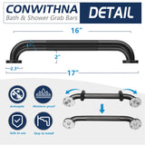2 Pack Shower Grab Bars for Bathroom 16 Inch Black Stainless Steel Anti-Slip Knurled Grip Home Care Bath Handrail Safety Hand Rail Support for Showers Seniors Elderly Assist Handicap Bath Handle