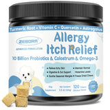Dog Allergy Relief Chews, with Probiotics, Omega 3, Colostrum - Dog Itching Skin & Ears Relief, Herbal Skin & Coat Supplement, Gut & Immune Support, Hot Spot Treatment, Anti Seasonal Allergies
