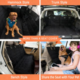Bark Lover Dog Car Seat Covers Hammock for Cars Trucks SUV - Waterproof Pet Car Seat Protector for Backseats, More Durable Zippered Side Flaps Ensure Dog Travel Safety,Black Regular