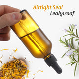 4 Pack, 100ml Dropper Bottles with 1 Funnel & 4 Labels - Essential Oils Bottles for Health, Personal Care & Beauty - 3.4oz Thick Dark Amber Glass Tincture Bottle with Eye Droppers, Leakproof