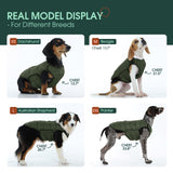 Kuoser Dog Puffer Jacket Warm Dog Coat for Extra Large Dogs, Windproof Reflective Pet Padded Vest Cold Weather Clothes Puppy Snowsuit with Hook & Loop Coats, Easy On/Off, Green 2XL