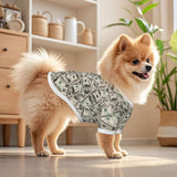 RISOIU Dollar Bills Play Money Dog Shirt Pet Cotton T-Shirt Soft Breathable Dog Clothes Stretchy Puppy Outfit Doggy Tank Top Funny Outdoor Apparel Daily Wear for Small Medium Dogs Cats Grey Large
