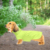 Geyecete Dachshund Raincoat,Miniature Dachshund Raincoat Waterproof Adjustable with High Neck with Harness Hole for Dachshund-Green-L