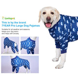 LovinPet Large Dog Outfit, Dog Onesie for Surgery, Large Breed Dog Pajamas, Lightweight Navy Whale Print, Pet Pajamas for Dogs, UV Protection Shirt for Dogs, Pitbull Clothes,Blue,3XL