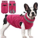 SAWMONG Dog Coat, Warm Dog Winter Coat, Waterproof Fleece Jacket, Cold Weather Dogs Jacket (M,Rosered)