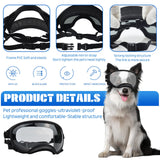 Pacify Dog Goggles for Large Dogs, UV Protection Dog Sunglasses with Adjustable Strap for Medium Large Dog Pet Glasses (Clear)