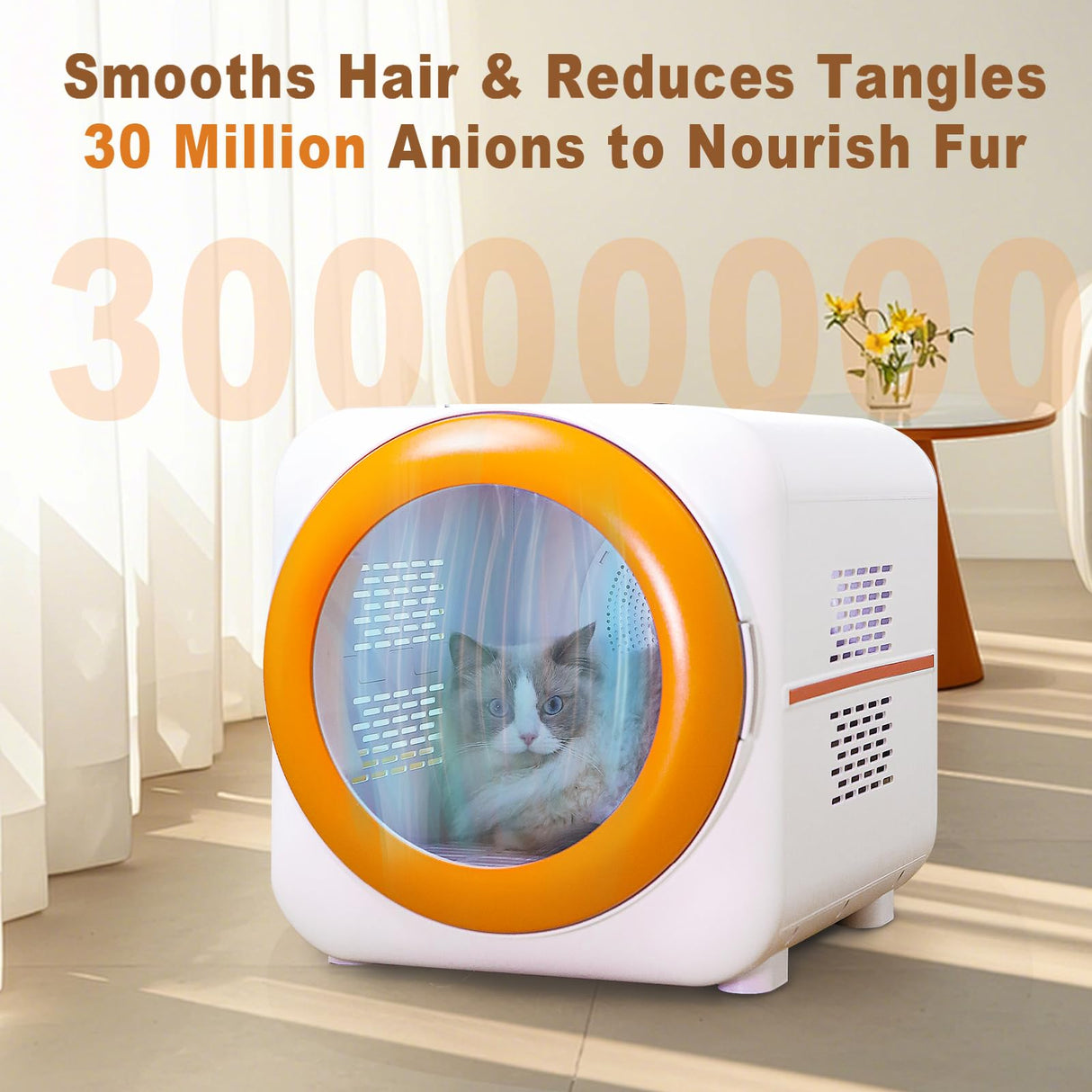 PawGalaxy Pet Dryer Box with LED 30 Million Negative Ions&Multi-Function, 360° Efficient Automatic and Quite Box for Cats, Dogs, Smart Touch Screen Temperature Control, Safe Design for Pet Hair Dryer