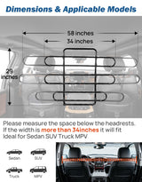 JOYTUTUS Dog Car Barrier, Pet Barrier Follow The Seat Movement 34"- 58" Width Adjustable SUV Dog Barrier for Back Seat, Vehicle Gate Heavy Duty, Ideal for Sedans SUVs Trucks MPVs