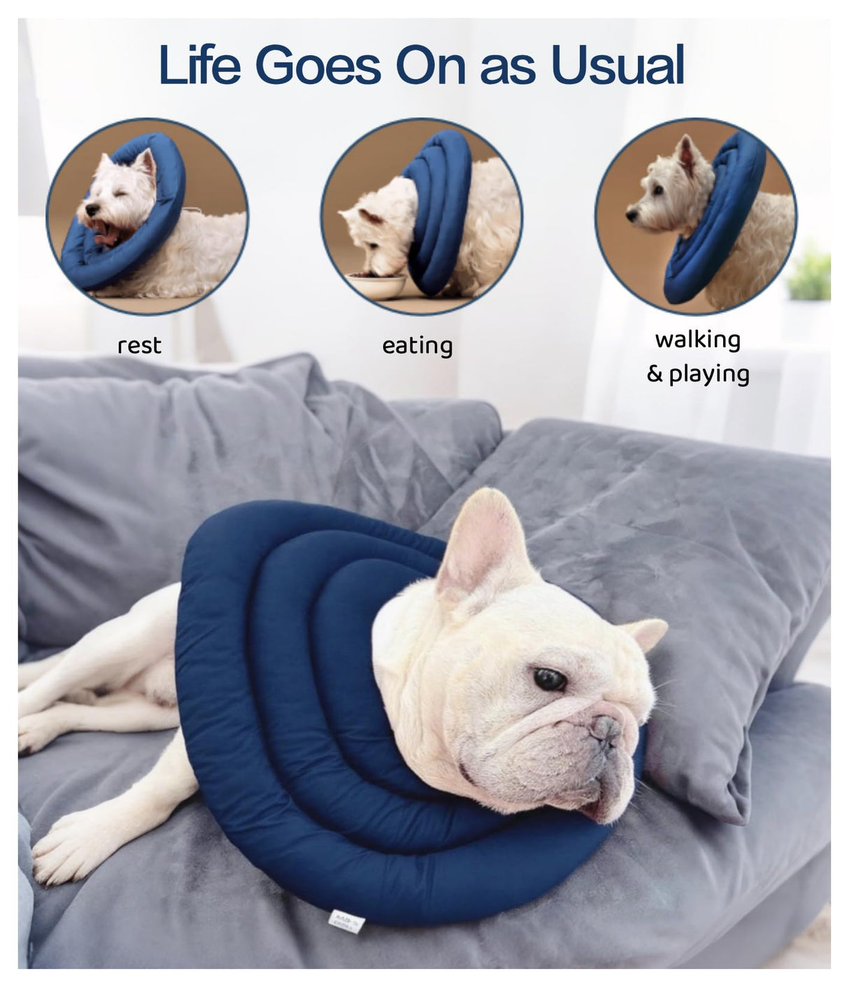 BARDIMIES Soft Dog Cones, Recovery Dog Donut Collar After Surgery- Cone of Shame Alternative, Pet Elizabethan E-Collar Anti-Bite Lick Wound Healing Adjustable for Small Large Medium Dogs, M