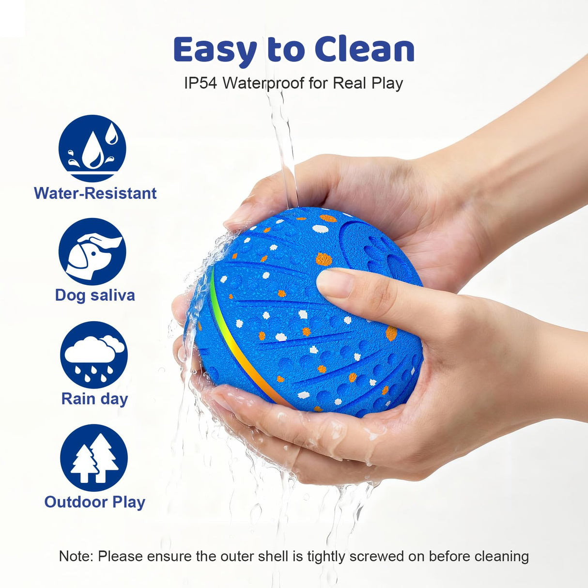Sankell Interactive Dog Ball Toy - Smart Moving Bouncing Dog Ball with RGB Lights, E-TPU Material, 3 Play Modes Automatic Rolling Balls Toy for Small Medium Dogs Keep Them Busy(Blue)