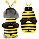 Bee Dog Costume Halloween Dog Costumes for Small Medium Dogs Cats, Bumblebee Pet Outfit with Antenna Hat Funny Pet Costumes Cosplay Clothes Christmas Birthday Party