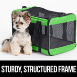 GORILLA GRIP Cat Carrier Travel Bag Up to 15 Lbs, Soft Collapsible Small Dog Carriers, Top and Side Entry Breathable Mesh, Grip Feet on Underside, Cozy Washable Waterproof Pad, Portable Kennel, Green
