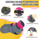 SlowTon Dog Winter Coat, Windproof 3 Layers Thick Warm Fleece Lining Dog Jacket for Cold Weather, Reflective Dogs Apparel with Leash Opening for Medium Large Dogs(Fuchsia,2XL)