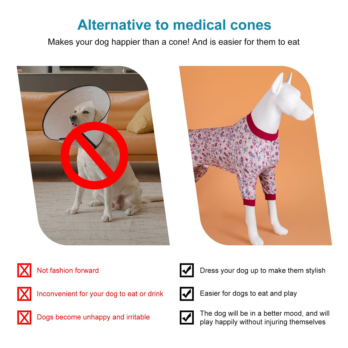 LovinPet Pittbull Pjs Pet Anxiety Calming Shirt, Anti Licking Dog Pajamas, Bouquet Print, Large Dog Clothes for Parties, Camping, Travel, and Home,3XL