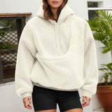 Hoodie with Pet Pouch Hooded Dog Pouch Sweatshirts Pet Carrier Pullover Animal Holder Long Sleeve Pullovers with Hood Solid Color Winter Warm Flannel Hoodies Cute Oversized Fleece Sweatshirt Beige,XL