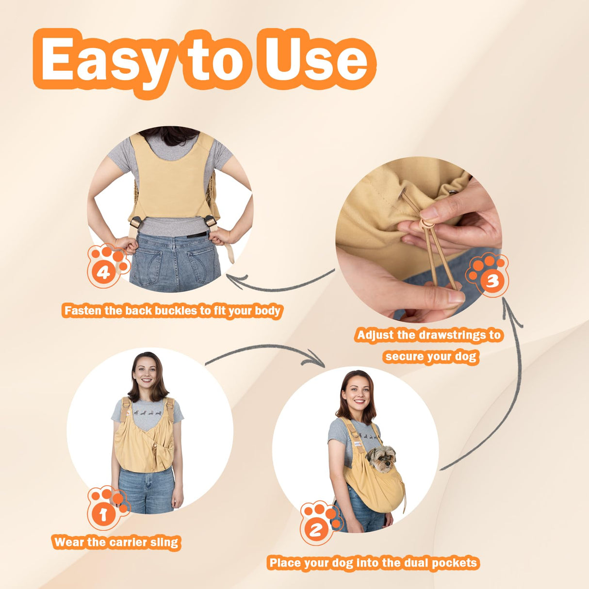 Dog Sling Carriers for Small Dogs,Carrier Sling for Cats and Puppy up to 15 lbs,Carrying Wrap Front Backpack Cat Sling,Adjustable Chest Pet Sling