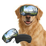 PETLESO Dog Goggles Large Breed, UV Protection Pet Sunglasses Wide Version Windproof Eye Wear for Medium to Large Dogs, Outdoor Driving/Riding/Hiking Use, Silver Mirror Lens