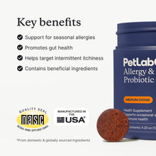Load image into Gallery viewer, PetLab Co. Allergy &amp; Immune Daily Probiotics for Dogs. Supports Yeast Production, Seasonal Allergies, Intermittent Itchiness, Gut &amp; Digestive Health for Medium Size Dogs, Packaging May Vary
