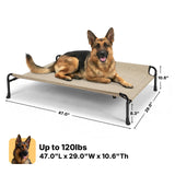 Veehoo Outdoor Dog Bed, Raised Dog Beds for Large Dogs, Elevated Dog Bed with Headrest, Washable Cooling Pet Cot with Non-Skid Feet, Breathable Mesh, Pet Hammock for Indoor or Camping, 47", Beige