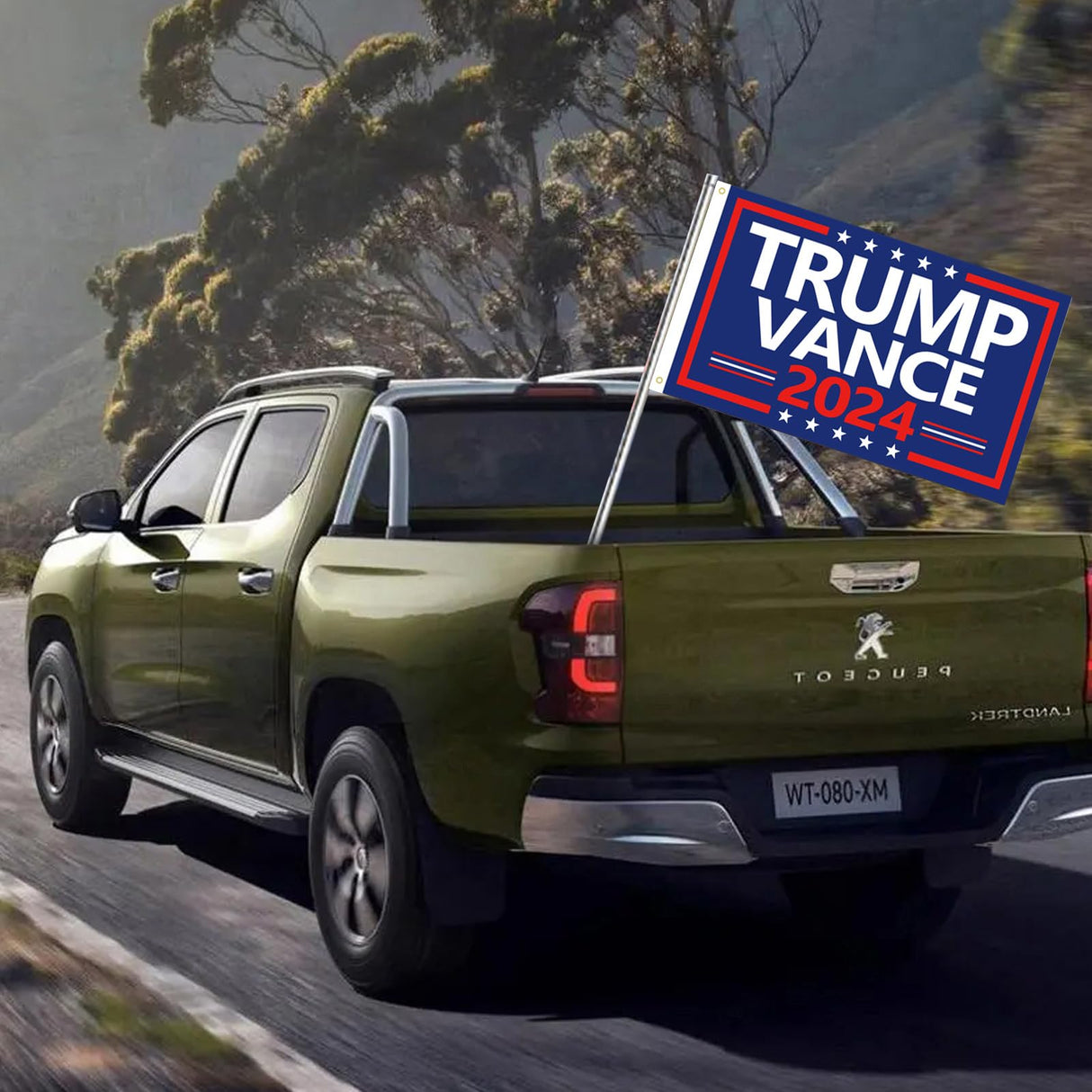 WENWELL Donald Trump and JD Vance 2024 Flags 3x5 Ft,Make America Great Again Trump Vance '24 Presidential Campaign Banners flag for car Boat Outdoor,2-Pack,1 Blue & 1 Black Flag with 2 Brass Grommets Each