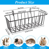 GBACHOOSE 6PCS Rabbit Hay Feeder Bunny Hay Feeder Heavy Duty Metal Rack with Hooks, 9x4x3 Inch Rabbit Hay Holder Cage Hanging Hay Holder for Rabbits Bunny Guinea Pig (Black)