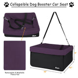 JESPET & GOOPAWS Dog Booster Seats for Cars, Portable Dog Car Seat Travel Carrier with Seat Belt for 24lbs Pets (Purple-16 L x 13" D x 9" H)