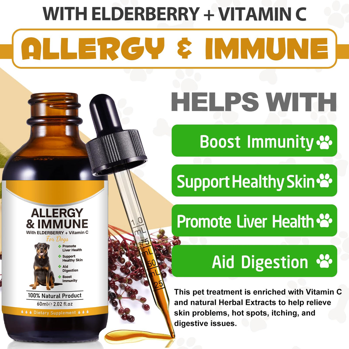 Allergy Relief Drops for Dogs,Allergy and Immune,Immune Support Supplement,Dog Supplement,Natural Pet Supplement for Dog Allergy Relief with Turmeric & Milk Thistle
